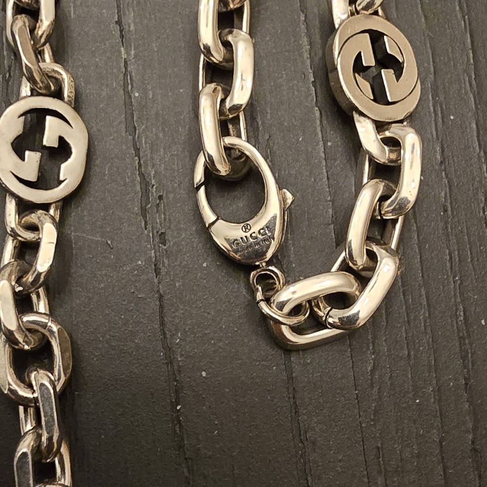 Gucci NWT 925 silver chain with matching bracelet